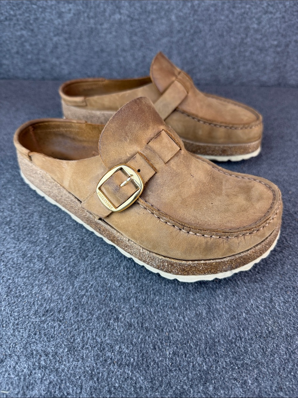 Birkenstock Buckley Womens Brown Oiled Leather Slide Clog Size 39|8-8.5